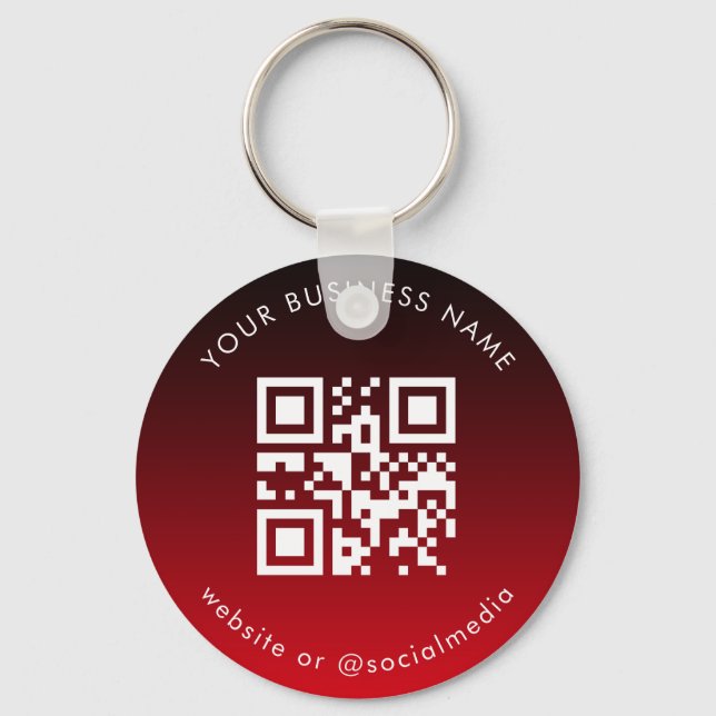 Red Ombre Add Custom Business Qr Code Scan Keychain (Front)