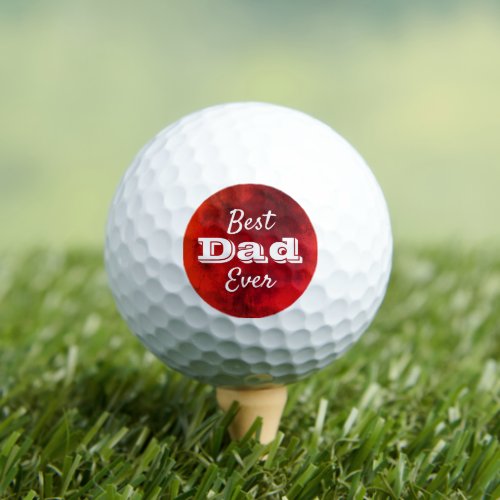 Red Ombre Best Dad Ever Bold Modern Typography Golf Balls