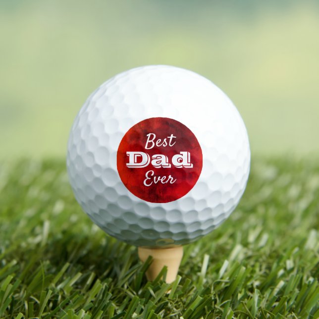 Red Ombre Best Dad Ever Bold Modern Typography Golf Balls (Insitu Tee)