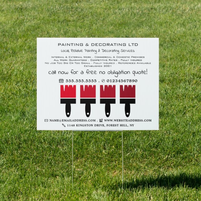 Red Ombre Brushes, Painter & Decorator Sign (Insitu)