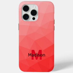 Red ombre geometric mesh pattern Monogram iPhone 15 Pro Max Case