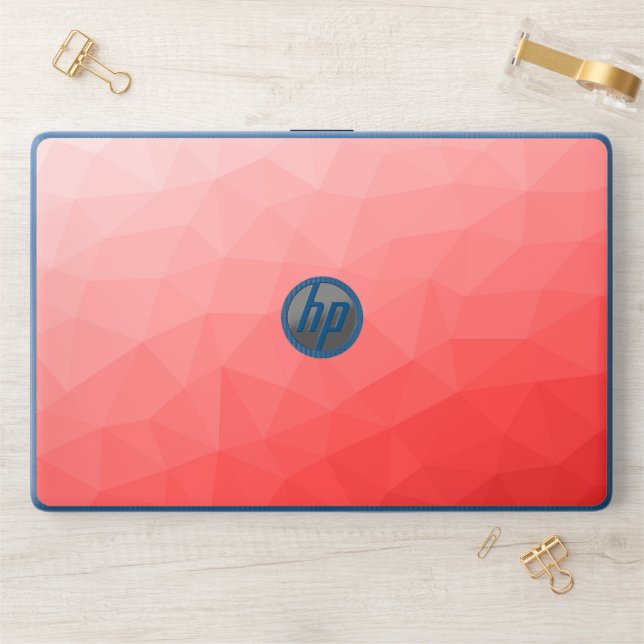 Red ombre gradient geometric mesh pattern HP laptop skin (Desk)