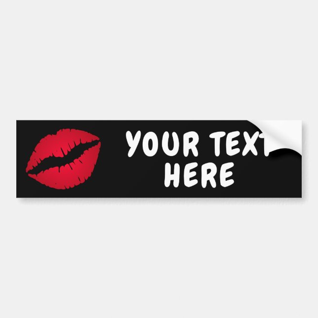 Red Ombre Lipstick Diva Lips Black Bumper Sticker (Front)