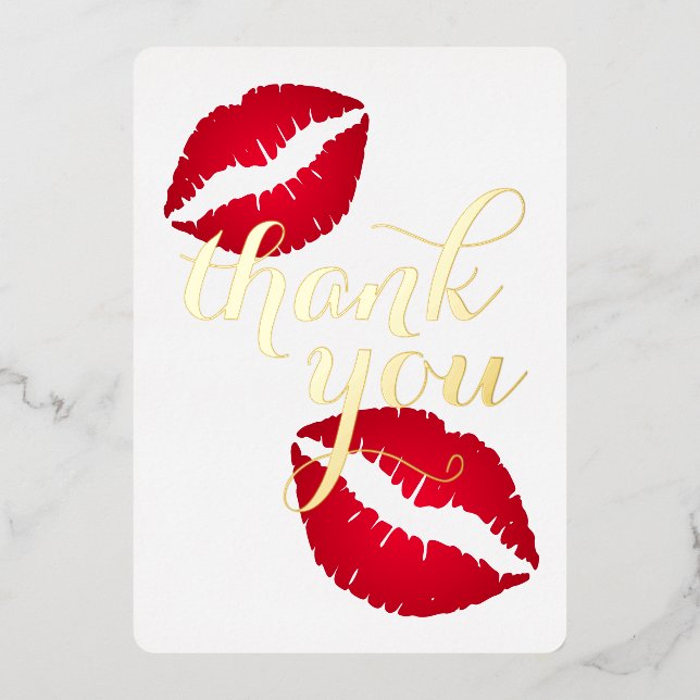 Red Ombre Lipstick Thank You Card (Front)