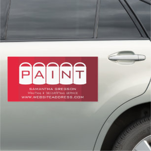 Red Ombre, Paint Buckets, Painter & Decorator Car Magnet