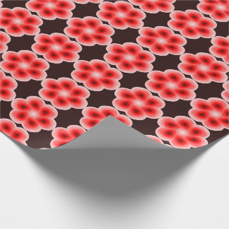 Red Ombre Rose Floral Pattern Warm Gradient Wrapping Paper