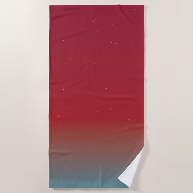 Red Ombré Sky Stars Beach Towel (Front)