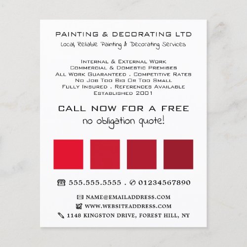 Red Ombre Squares Painter  Decorator Flyer