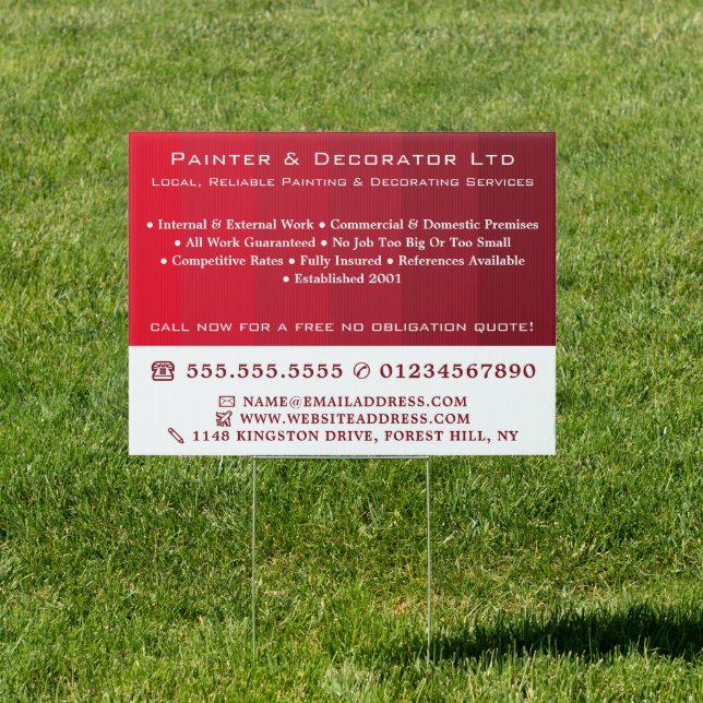 Red Ombre Stripes, Painter & Decorator Sign (Insitu)