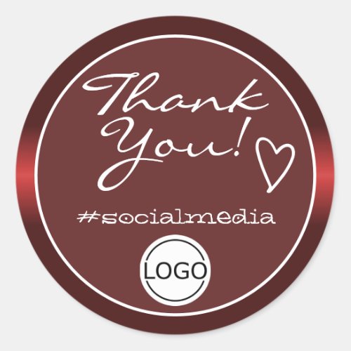 Red Ombre Thank You Labels Circle Logo Template