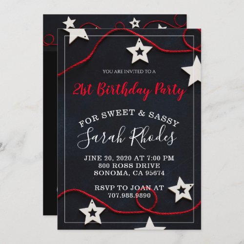 Red On Black 21st Birthday Party Invitation