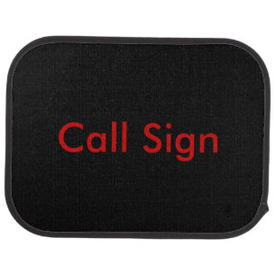Red on Black Amateur Radio Call Sign Car Mat