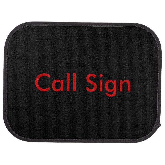 Red on Black Amateur Radio Call Sign Car Mat (Rear)