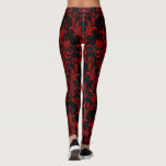 Red On Black Floral Swirls Damask Leggings<br><div class="desc">Leggings by Leonbience. Need it in another color. Message me leonbience@rogers.com</div>