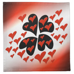 Red on Black Hearts Napkin