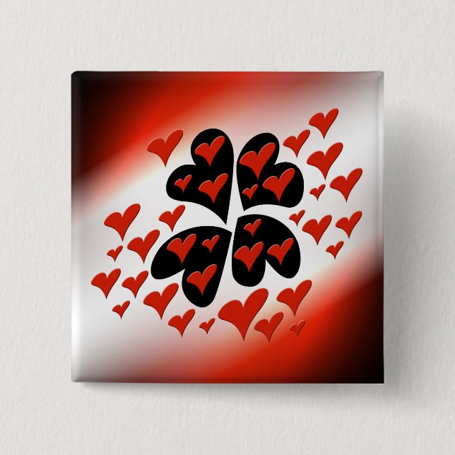 Red on Black Hearts Pinback Button (Front)
