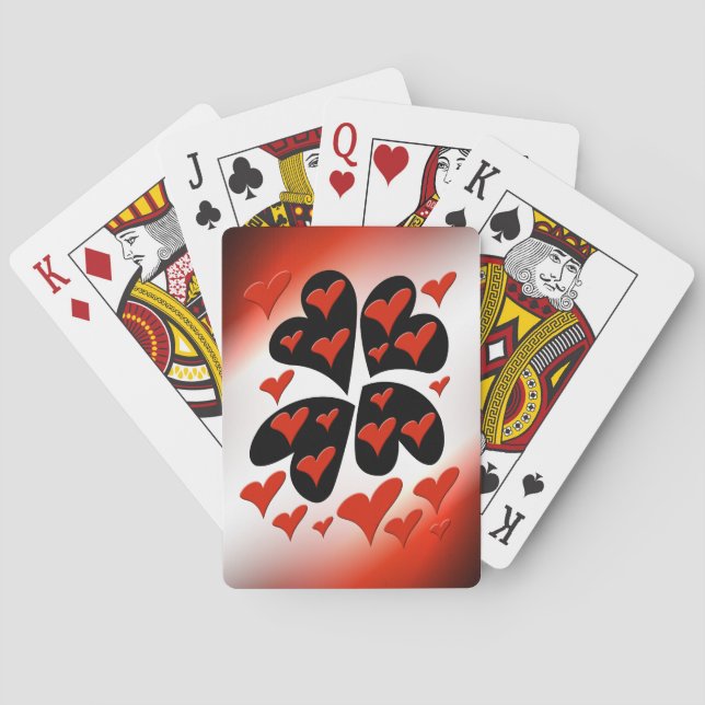 Red on Black Hearts Poker Cards (Back)