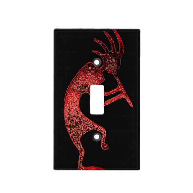 red on black kokopelli light switch cover (Front)