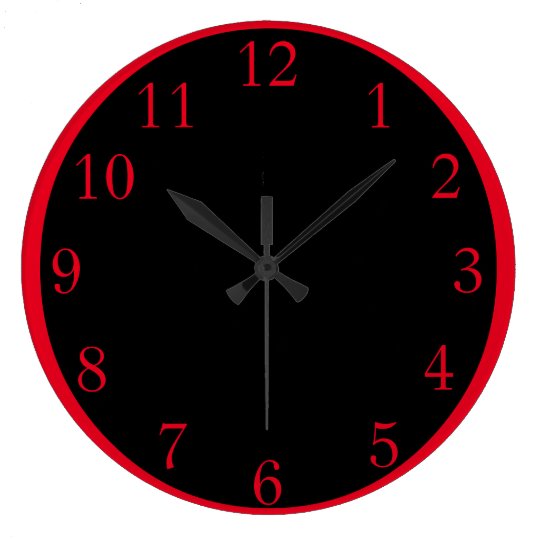 Red on Black Large Clock