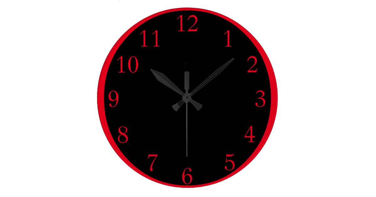Red on Black Large Clock