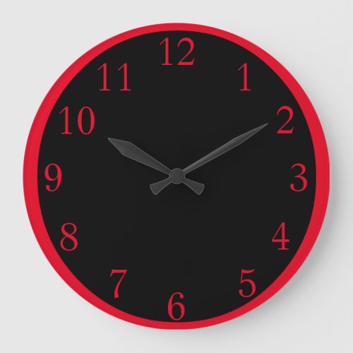 Red on Black Large Clock