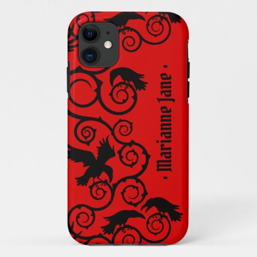 Red on Black Witch Gothic Victorian Raven Goth iPhone 11 Case