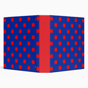 Red On Blue Polka Dots Pattern Design 3 Ring Binder