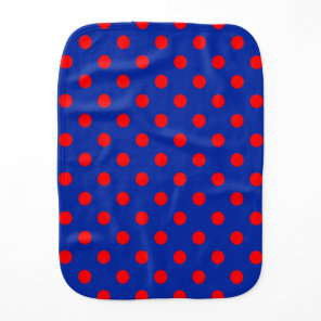 Red On Blue Polka Dots Pattern Design  Baby Burp Cloth