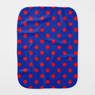 Red On Blue Polka Dots Pattern Design Baby Burp Cloth