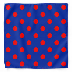 Red On Blue Polka Dots Pattern Design Bandana