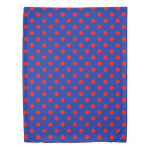 Red On Blue Polka Dots Pattern Design  Duvet Cover