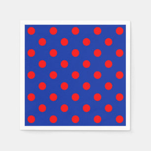 Red On Blue Polka Dots Pattern Design Napkins