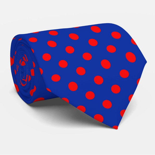Red On Blue Polka Dots Pattern Design  Neck Tie (Creator Uploaded)