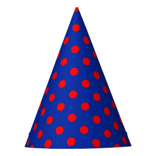 Red On Blue Polka Dots Pattern Design  Party Hat