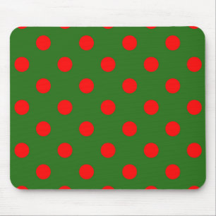 Red On Green Polka Dots Pattern Design  Mouse Pad