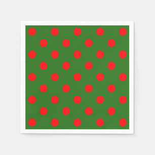 Red On Green Polka Dots Pattern Design Napkins