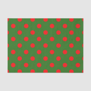 Red On Green Polka Dots Pattern Design Tissue Paper