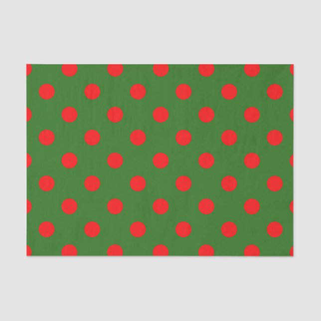 Red On Green Polka Dots Pattern Design  Tissue Paper (Front)