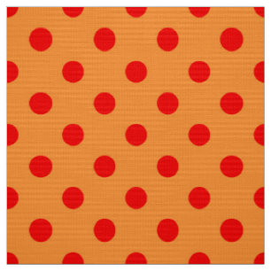Red On Orange Polka Dots Pattern Design  Fabric