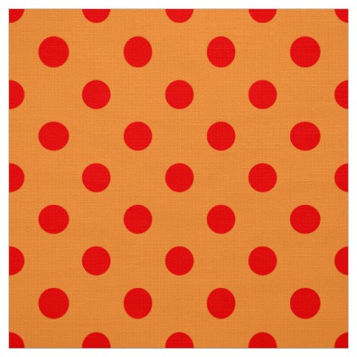 Red On Orange Polka Dots Pattern Design  Fabric