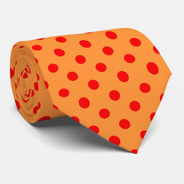 Red On Orange Polka Dots Pattern Design  Neck Tie (Creator Uploaded)