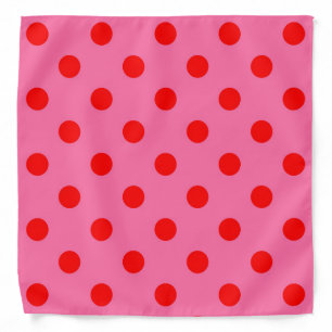 Red On Pink Polka Dots Pattern Design Bandana
