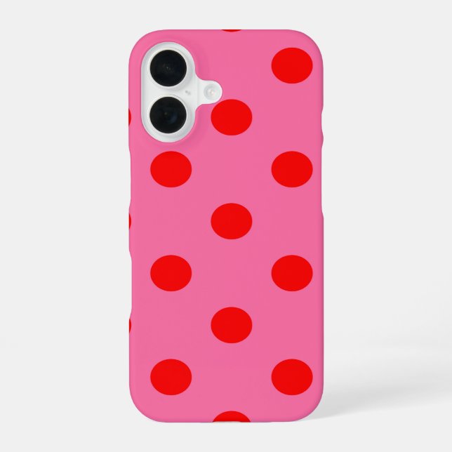 Red On Pink Polka Dots Pattern Design Iphone Case (Back)