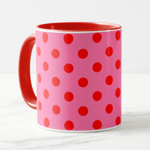 Red On Pink Polka Dots Pattern Design Mug
