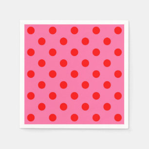 Red On Pink Polka Dots Pattern Design Napkins