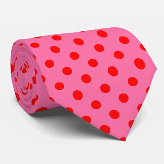 Red On Pink Polka Dots Pattern Design Neck Tie