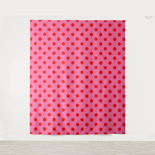 Red On Pink Polka Dots Pattern Design Tapestry