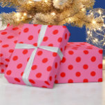 Red On Pink Polka Dots Pattern Design Wrapping Paper