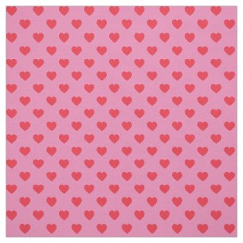 Red On Pink Tiny Heart Pattern Fabric by HoundandPartridge at Zazzle