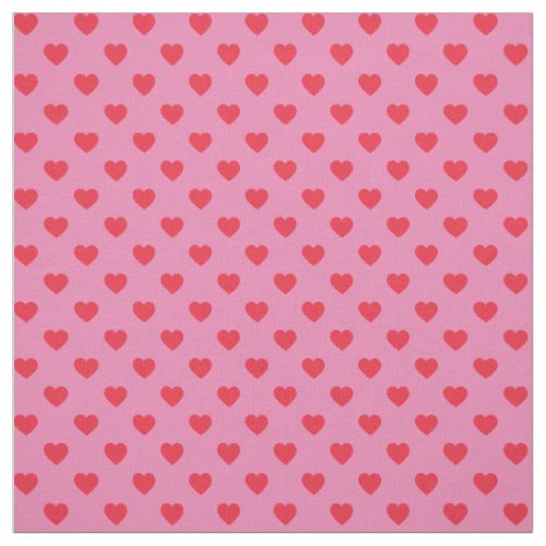 Red on Pink Tiny Heart Pattern Fabric